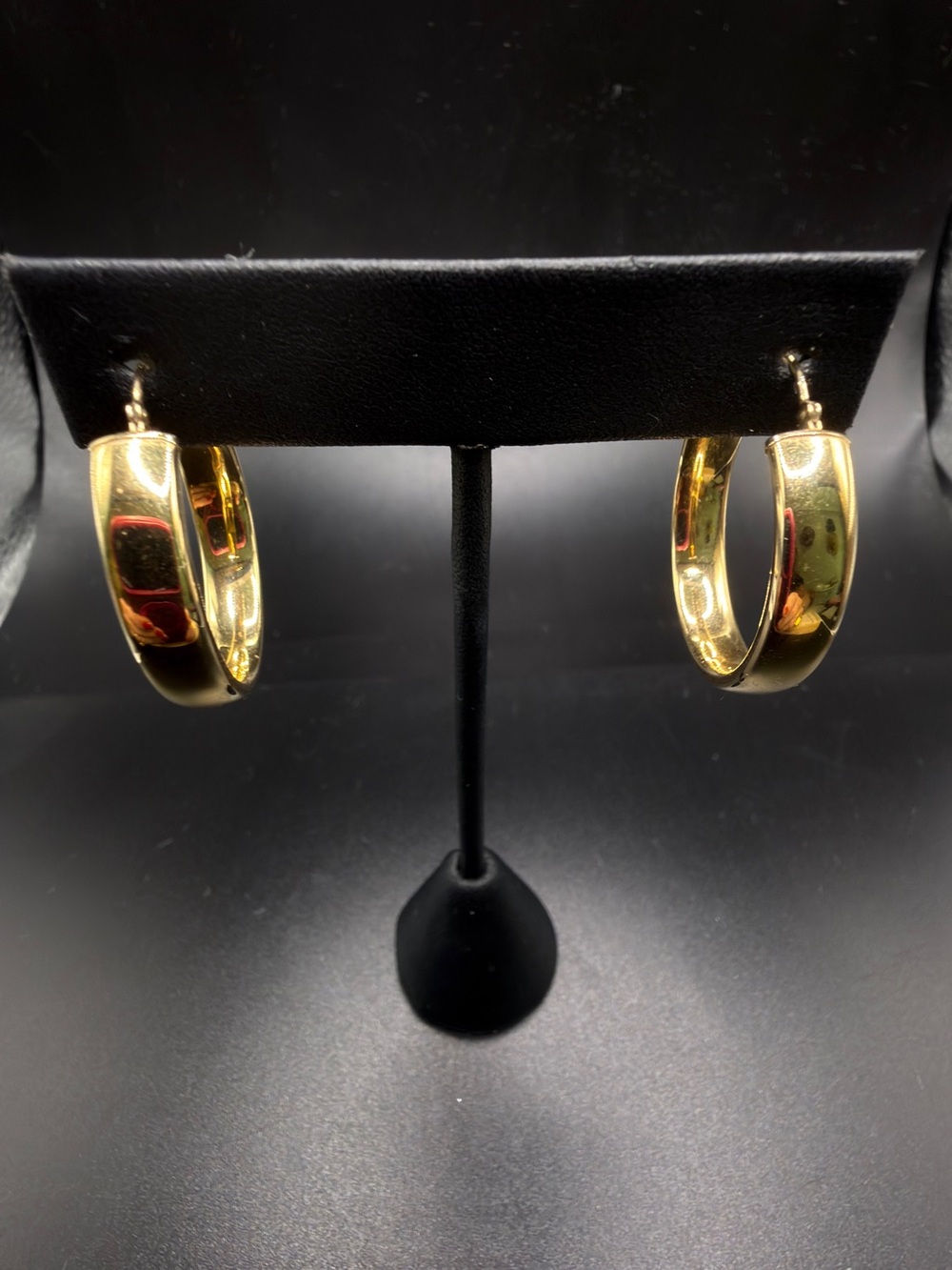 14K YELLOW GOLD 1” HOOP EARRINGS 6mm SHINY CLASSIC TIMELESS CHIC JEWELRY - Picture 11 of 11